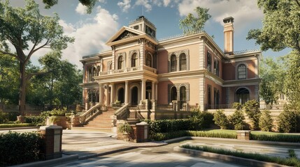 Majestic Victorian Mansion on a Sunny Day