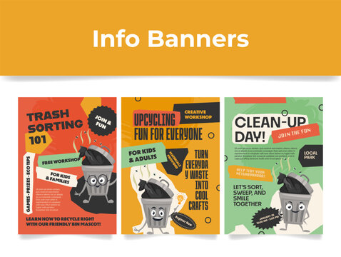 Engaging trash sorting and upcycling info banner for kids, families, and community gatherings at local parks