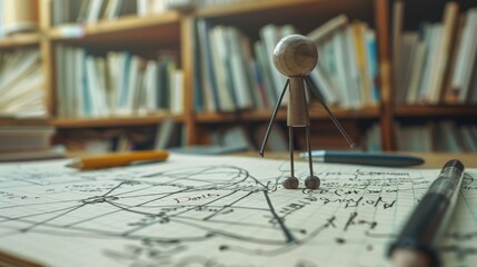 Stick Figure Reviewing Notes: A stick figure reading through class notes, focusing on reinforcing knowledge to ensure readiness for an exam or upcoming project deadline.
