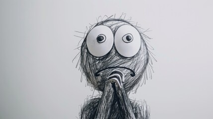 Stick Figure Anxious: A stick figure with wide, anxious eyes, nervously fidgeting with their hands, showing clear signs of stress and worry about what’s coming next.
