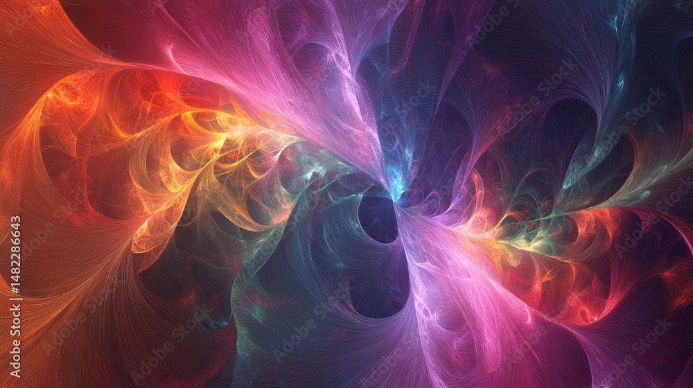 Poster vibrant fractal abstract background with intricate colorful patterns and dynamic swirling shapes for