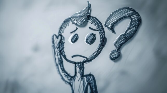 Stick Figure Confused: A stick figure scratching their head, looking perplexed, trying to understand a situation that is unclear or difficult to grasp.
