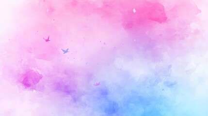 Pastel Cloudscape with Birds in Flight