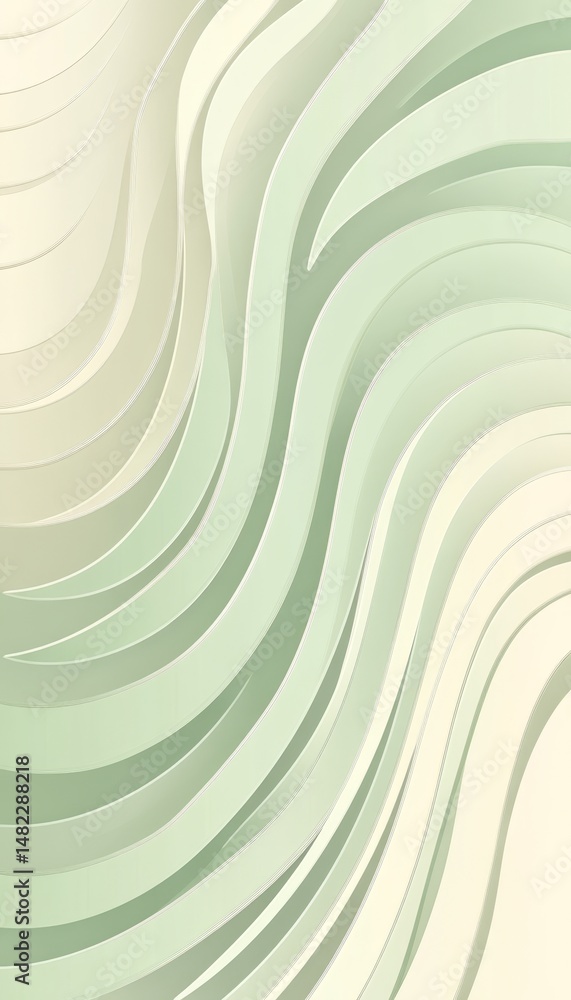 Poster seamless pale green 3d wave texture pattern, elegant minimalist design for text placement