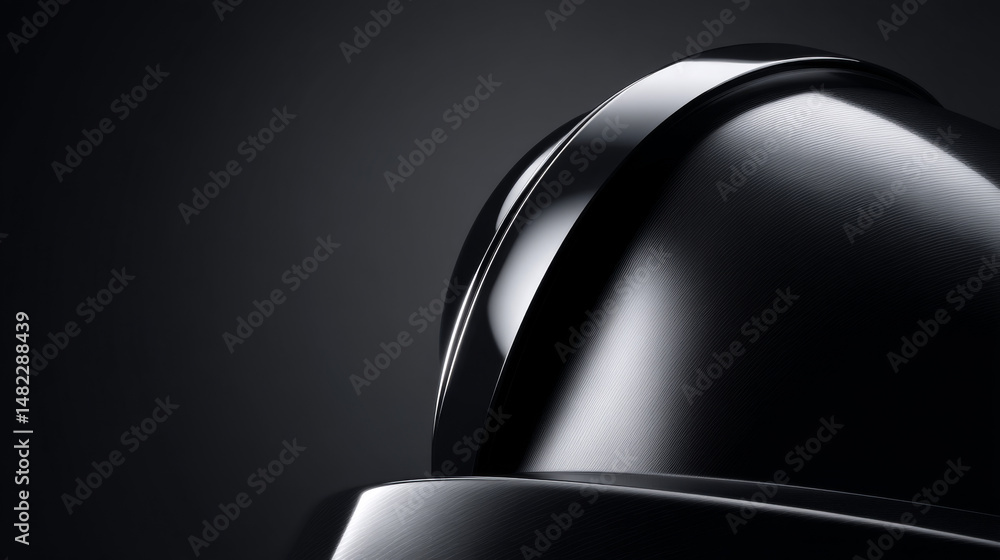 Poster detailed close-up of a sleek black object with smooth curves and a modern design.