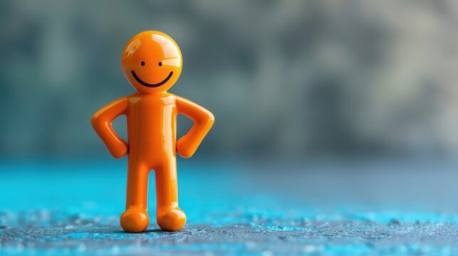 Stick Figure Proud: A stick figure with hands on hips and a broad smile, standing confidently, filled with pride after achieving a goal or completing a task.
