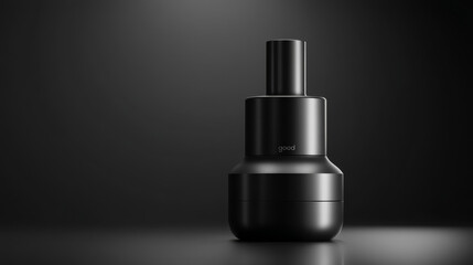 Elegant black bottle on dark surface, ideal for showcasing premium beverage.