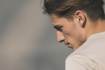 Fototapeta premium dynamic portrait of sports arc on left side of frame random emotion