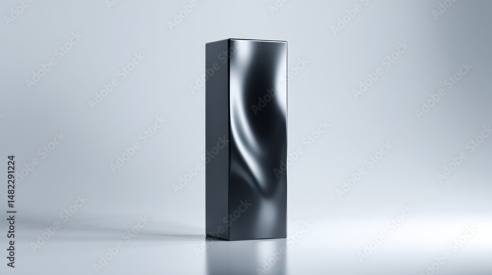 Aufkleber futuristic black tall object with sleek design and smooth surface on a minimalistic background.