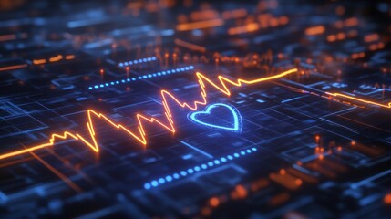 Fototapeta premium Digital heart rate monitor on circuit board