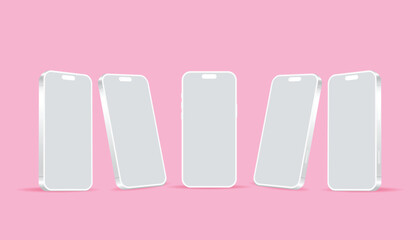 Minimalist modern clay mockup 3d smartphones for presentation, application display, web banner template and advertising poster. information graphics. Vector illustration.