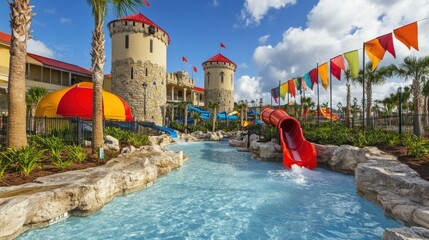 Water park with castle-themed resort