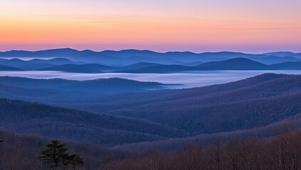 Obraz premium Misty mountain range at dawn (7)