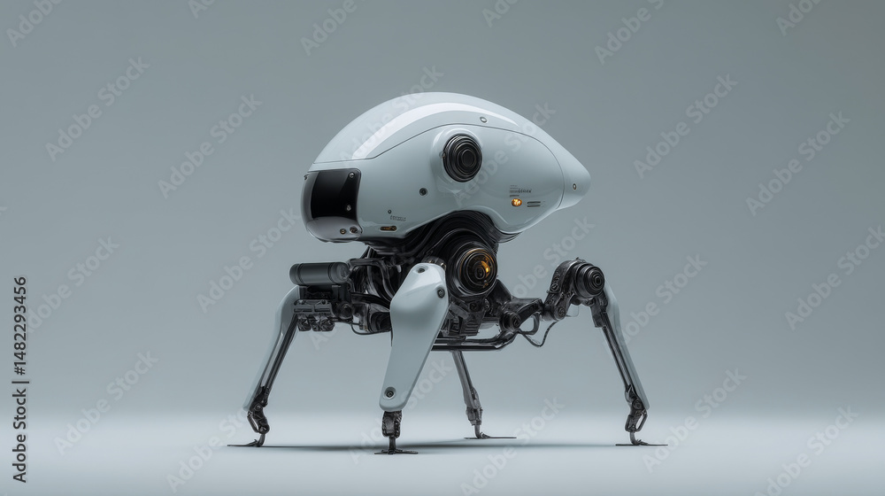 Poster futuristic robot with an innovative design and advanced mobility features.