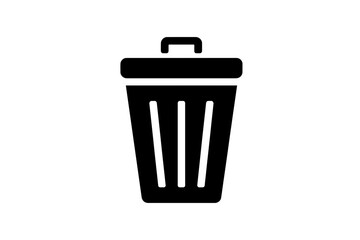 Black trash can icon vector waste bin illustration