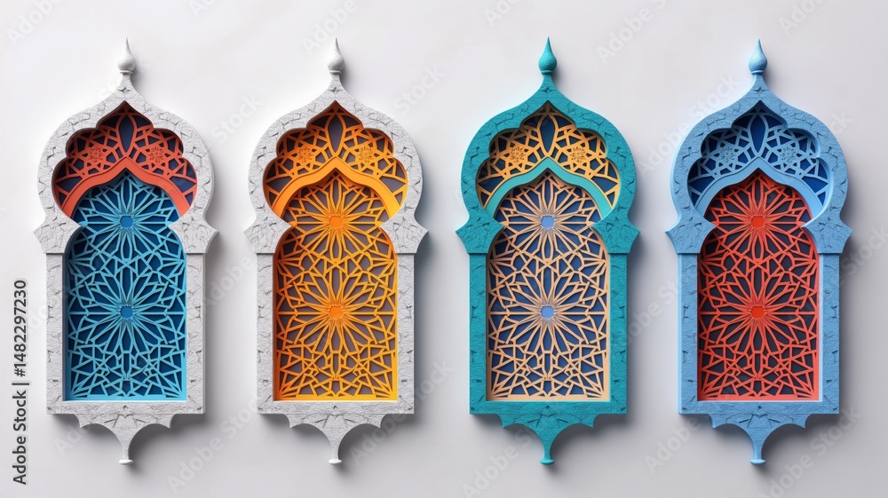 Poster intricate mosaic patterns in an abstract design showcase colorful geometric shapes and detailed craf