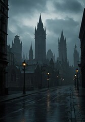 Obraz premium Gotham City Silhouette at Night