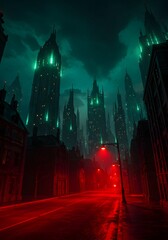 Gotham City Silhouette at Night