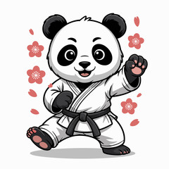 Panda Karate Vector Illustration