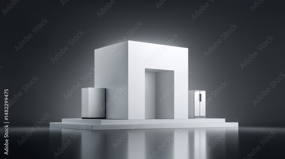 Aufkleber minimalistic modern structure featuring sleek lines and geometric design.