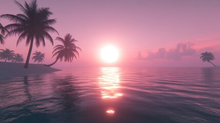 Pink Sunset Paradise Island