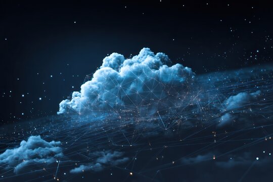 AI and cloud computing concepts in a futuristic world emphasizing advanced cyberspace connections.