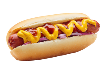 Delicious Hot Dog with Mustard, Ketchup, and Onions