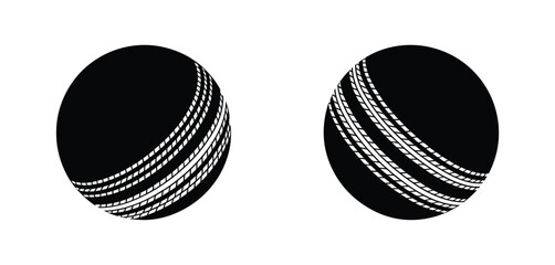 Two Black and White Cricket Ball Illustrations