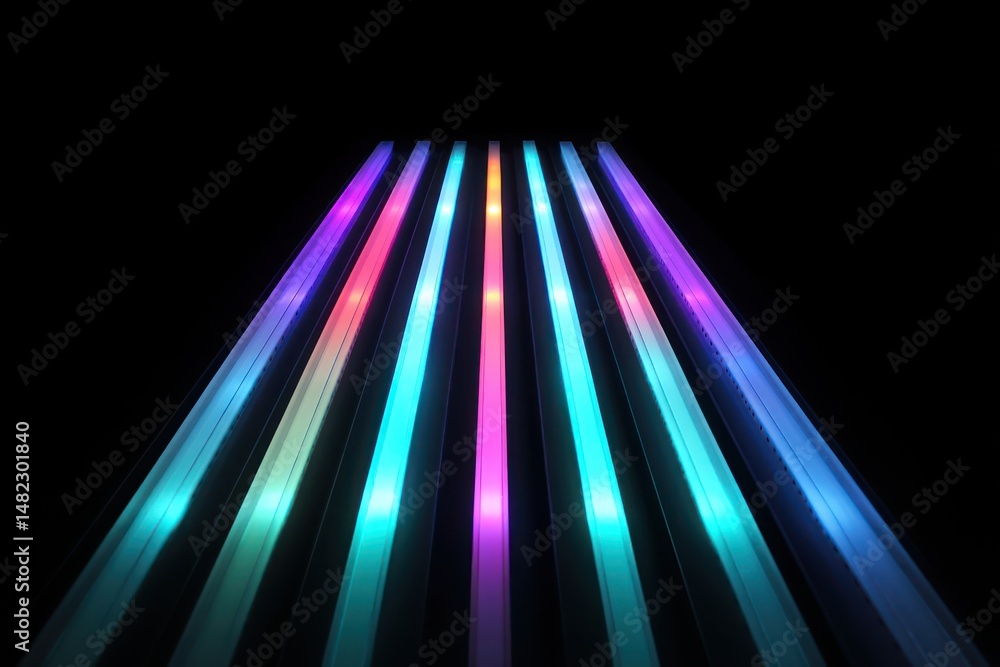 Aufkleber 3d led panel with colorful fading light bars in rgb, offering a smooth transition of colors.