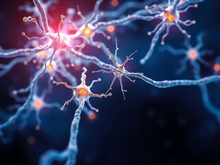 Neuron network with glowing synapses and neural transmission in action