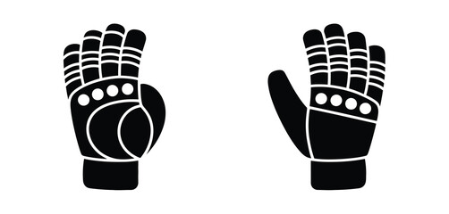Goalkeeper Gloves Icon Set Black Silhouette