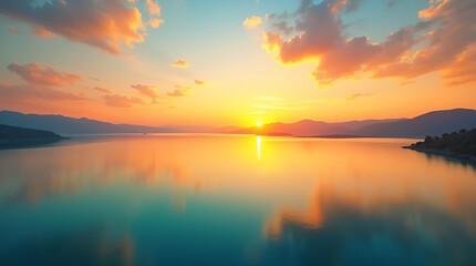 Serene Sunset Over a Calm Lake