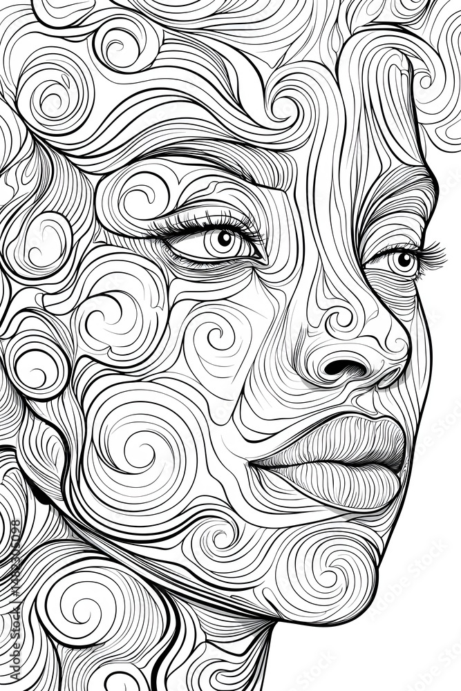 Aufkleber intricate abstract face with swirling patterns and details generative ai