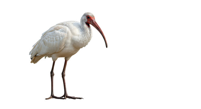 Elegant white ibis portrait on a pure white background with head tilted down - Powered by Adobe