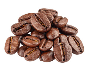 Obraz premium A close-up shot of a pile of dark roasted coffee beans