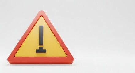 Exclamation Point in Triangle Warning Sign Rendering