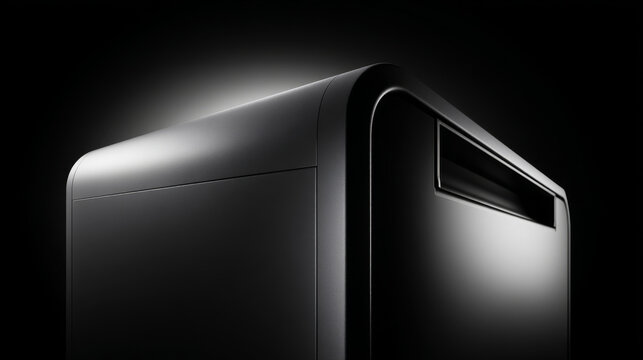 Sleek and modern computer case highlighting its minimalist design and high-tech appeal.