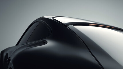 Naklejka premium Sleek black car design showcasing elegant curves and modern aesthetics.