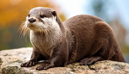 Fototapeta premium otter on the rock