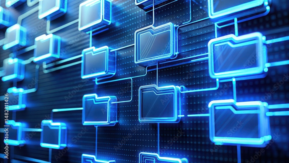 Leinwandbilder Digital Folder Structure Visualization with Backup Connections