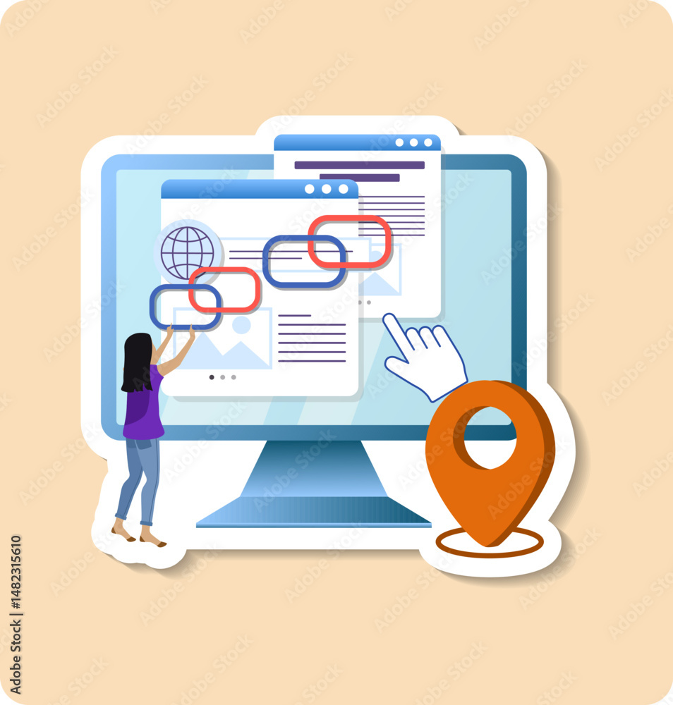 Aufkleber website developer building backlinks for seo and higher ranking in search engine results