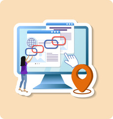 Website developer building backlinks for seo and higher ranking in search engine results