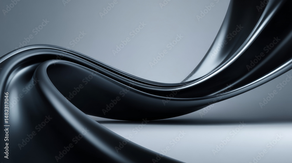Poster stylish abstract wave design in black and gray, creating a modern and sleek aesthetic.