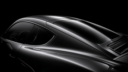 Fototapeta premium Stylish black automobile with sleek design and modern curves showcased against a dark backdrop.