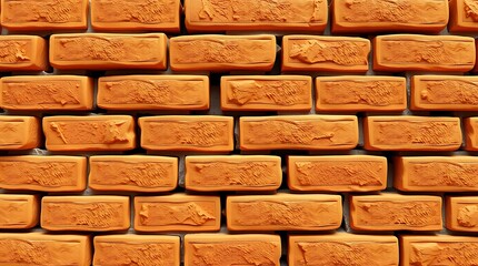 Obraz premium A close up shot of a brick wall showing the texture and pattern of the orange bricks in a stacked layout