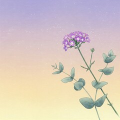 Purple Flower's Whispers: A delicate purple flower blooms against a soft, gradient sky, embodying tranquility and natural beauty.