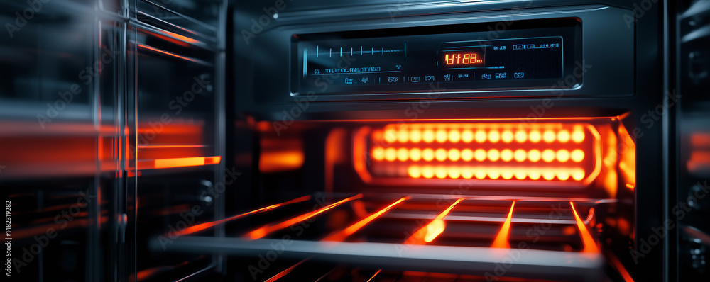 Aufkleber close up view of advanced lab oven featuring touch controls and illuminated heating elements in a sc