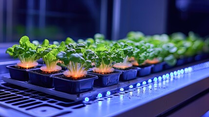 Indoor hydroponic lettuce farm.