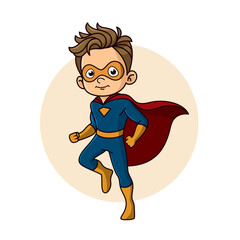 Superhero child cartoon character Vector illustration design