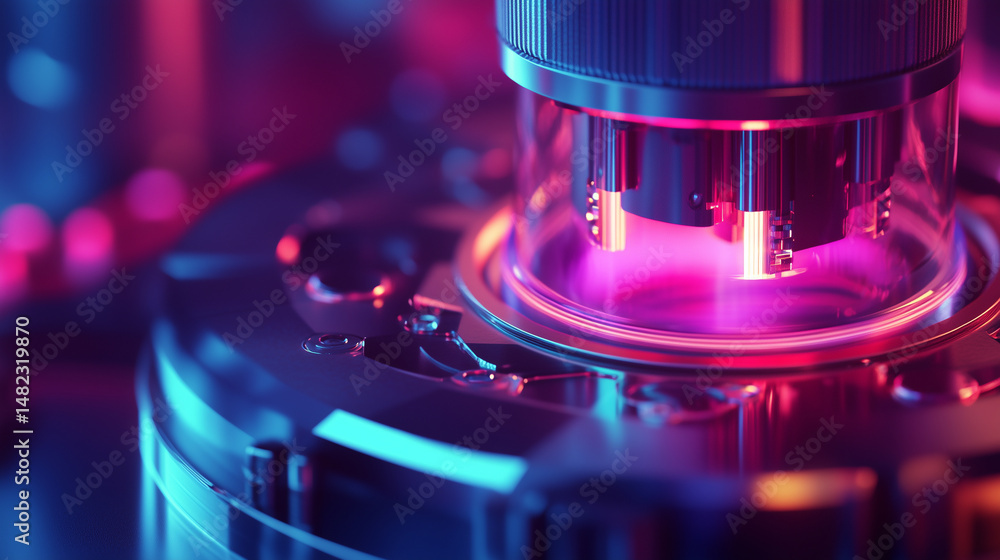 Aufkleber lab homogenizer in action with illuminated features showcasing advanced technology and vibrant color
